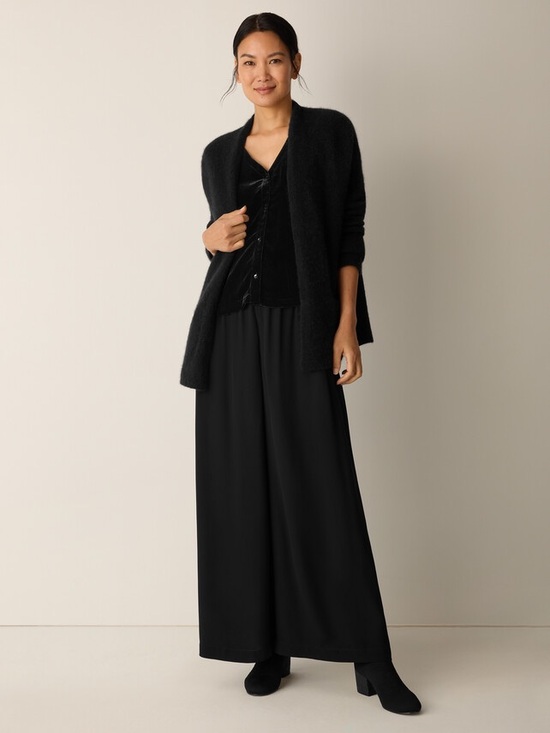 Eileen Fisher Pants - Eileen Fisher 100% Silk Black Wide-Leg Pants Medium